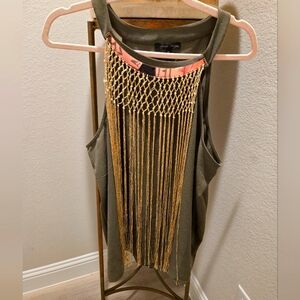 MOA<MOA Ladies Sleeveless Tank Blouse with Gold Size - XL